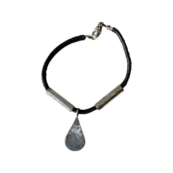 Sterling Onyx Turquoise Coral Native American Bracelet, Vintage Zuni Signed - Picture 5 of 7